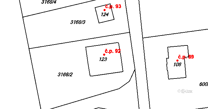 Synkov 92, Synkov-Slemeno na parcele st. 123 v KÚ Synkov, Katastrální mapa