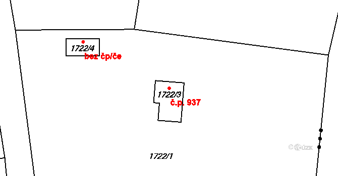 Desná III 937, Desná na parcele st. 1722/3 v KÚ Desná III, Katastrální mapa