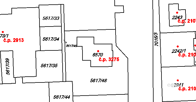 Žatec 3275 na parcele st. 6570 v KÚ Žatec, Katastrální mapa
