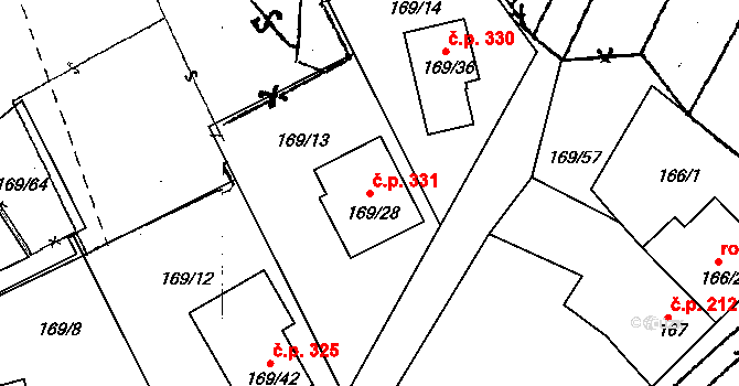 Dobšice 331 na parcele st. 169/28 v KÚ Dobšice u Znojma, Katastrální mapa