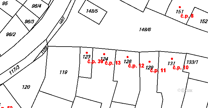 Kojetín II-Popůvky 13, Kojetín na parcele st. 124 v KÚ Popůvky u Kojetína, Katastrální mapa