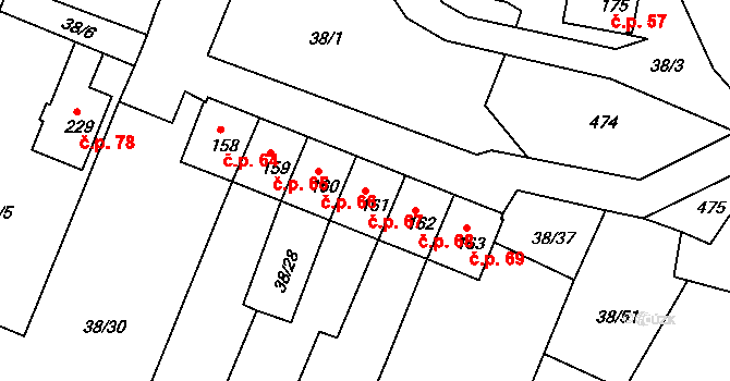Dolní Žďár 67, Ostrov na parcele st. 161 v KÚ Dolní Žďár u Ostrova, Katastrální mapa