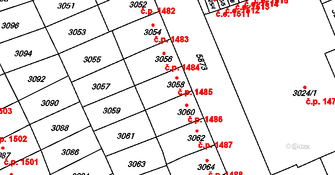 Jihlava 1485 na parcele st. 3058 v KÚ Jihlava, Katastrální mapa