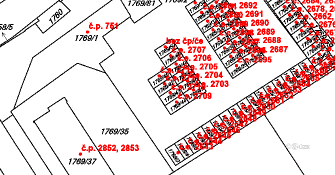 Jihlava 2711 na parcele st. 1769/42 v KÚ Jihlava, Katastrální mapa