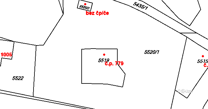 Bystřice 779 na parcele st. 5519 v KÚ Bystřice nad Olší, Katastrální mapa
