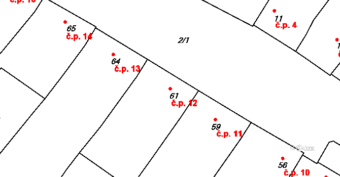 Kelčany 12 na parcele st. 61 v KÚ Kelčany, Katastrální mapa