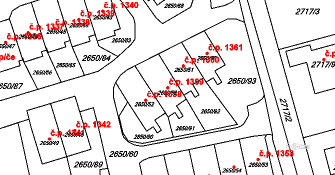 Frýdlant 1359 na parcele st. 2650/58 v KÚ Frýdlant, Katastrální mapa