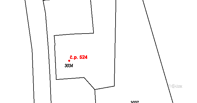 Zlaté Hory 524 na parcele st. 3034 v KÚ Zlaté Hory v Jeseníkách, Katastrální mapa