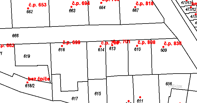 Tachov 700 na parcele st. 614 v KÚ Tachov, Katastrální mapa