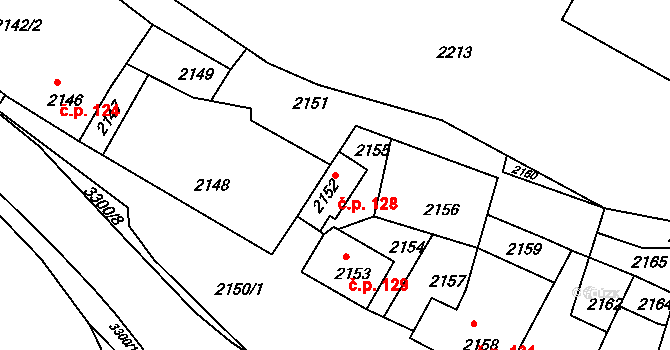 Mimoň I 128, Mimoň na parcele st. 2152 v KÚ Mimoň, Katastrální mapa