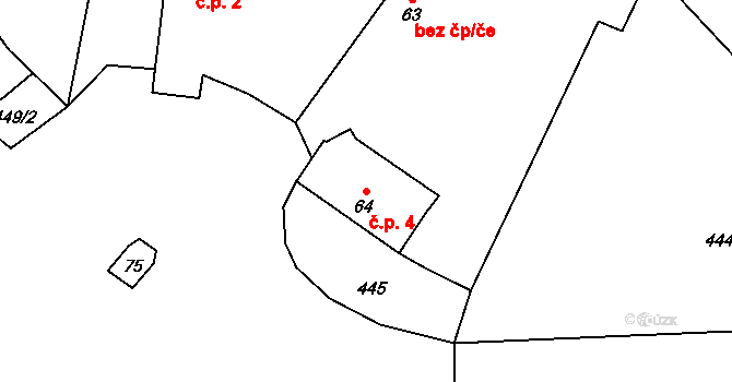 Semeč 4, Děčany na parcele st. 64 v KÚ Semeč, Katastrální mapa
