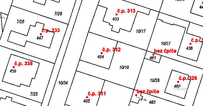 Vodochody 312, Straškov-Vodochody na parcele st. 404 v KÚ Vodochody, Katastrální mapa