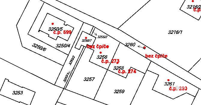 Podmoklice 273, Semily na parcele st. 3256 v KÚ Semily, Katastrální mapa