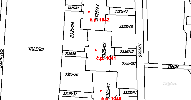 Lutyně 1041, Orlová na parcele st. 3325/42 v KÚ Horní Lutyně, Katastrální mapa
