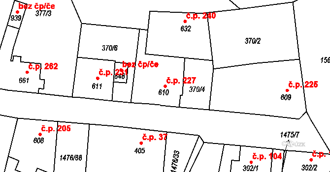 Děčín X-Bělá 227, Děčín na parcele st. 610 v KÚ Bělá u Děčína, Katastrální mapa
