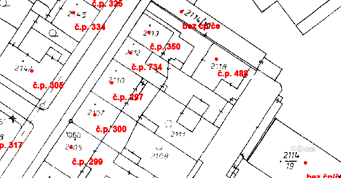 Poděbrady III 734, Poděbrady na parcele st. 2112 v KÚ Poděbrady, Katastrální mapa
