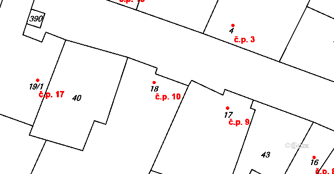Sedlatice 10 na parcele st. 18 v KÚ Sedlatice, Katastrální mapa