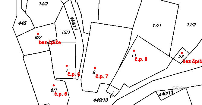 Kracovice 7, Stařeč na parcele st. 8 v KÚ Kracovice, Katastrální mapa