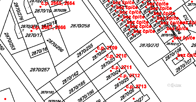 Teplice 2709 na parcele st. 2870/22 v KÚ Teplice, Katastrální mapa