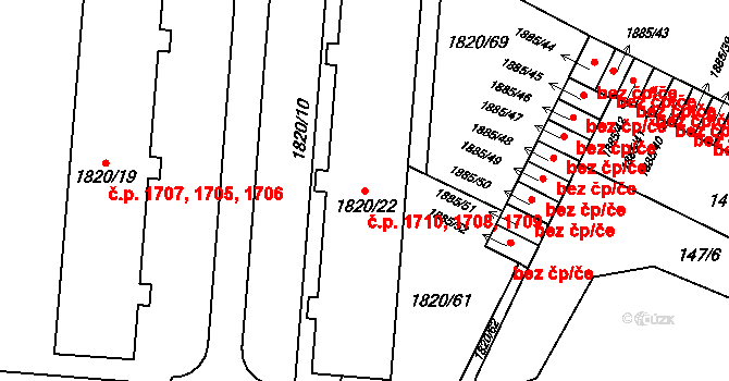 Místek 1708,1709,1710, Frýdek-Místek na parcele st. 1820/22 v KÚ Místek, Katastrální mapa
