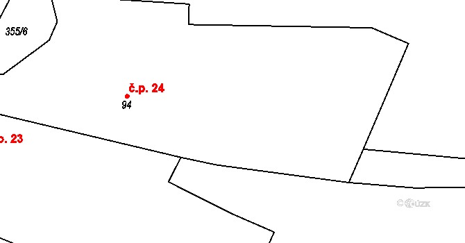Prodašice 24 na parcele st. 94 v KÚ Prodašice, Katastrální mapa