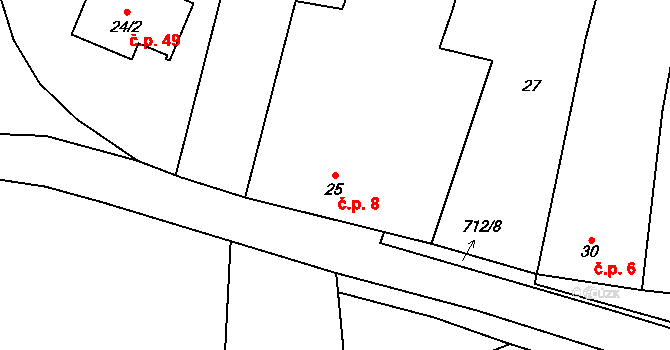 Nuzířov 8, Malhostovice na parcele st. 25 v KÚ Nuzířov, Katastrální mapa