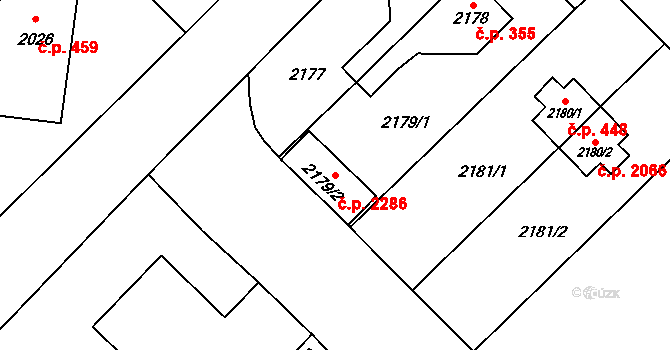 Zábřeh 2286 na parcele st. 2179/2 v KÚ Zábřeh na Moravě, Katastrální mapa