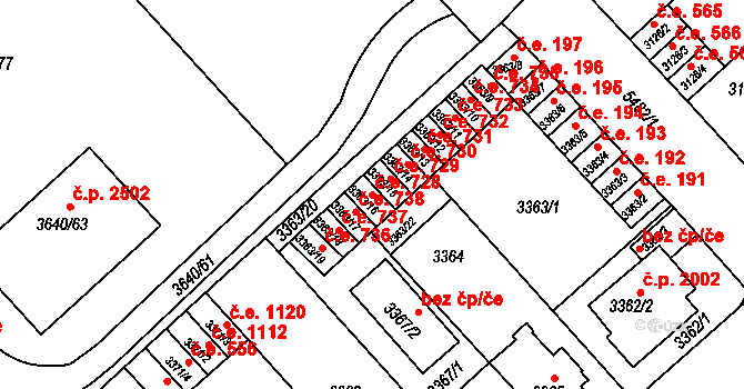 Znojmo 728 na parcele st. 3363/16 v KÚ Znojmo-město, Katastrální mapa