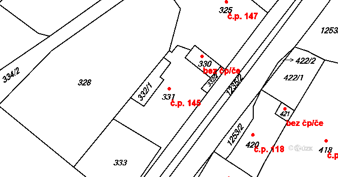 Lichnov 145 na parcele st. 331 v KÚ Lichnov u Bruntálu, Katastrální mapa