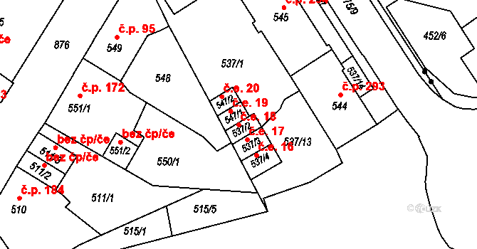 Chudeřín 18, Litvínov na parcele st. 537/2 v KÚ Chudeřín u Litvínova, Katastrální mapa