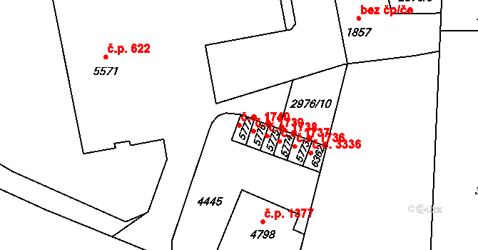 Zlín 1740 na parcele st. 5777 v KÚ Zlín, Katastrální mapa