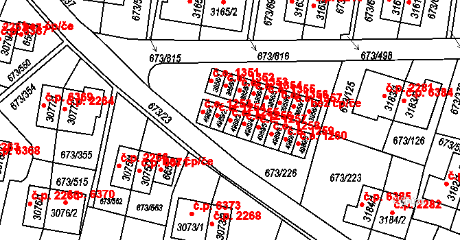 Zlín 1255 na parcele st. 4989/3 v KÚ Zlín, Katastrální mapa