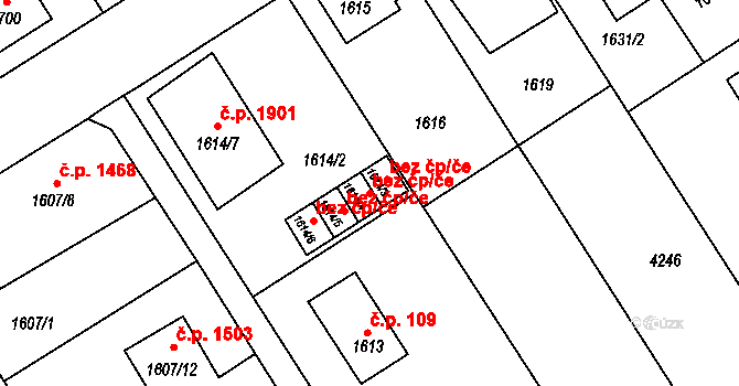 Karviná 41609913 na parcele st. 1614/4 v KÚ Karviná-město, Katastrální mapa