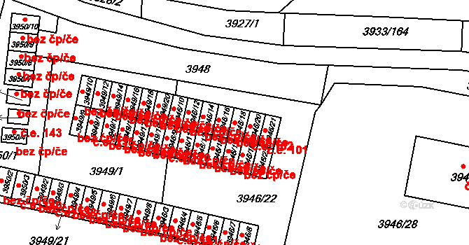 Roudnice nad Labem 43368913 na parcele st. 3946/18 v KÚ Roudnice nad Labem, Katastrální mapa