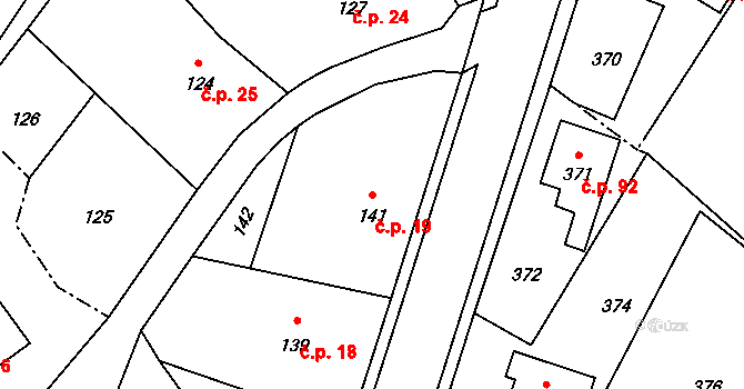 Děhylov 19 na parcele st. 141 v KÚ Děhylov, Katastrální mapa