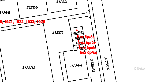 Plzeň 48078913 na parcele st. 3128/27 v KÚ Plzeň, Katastrální mapa