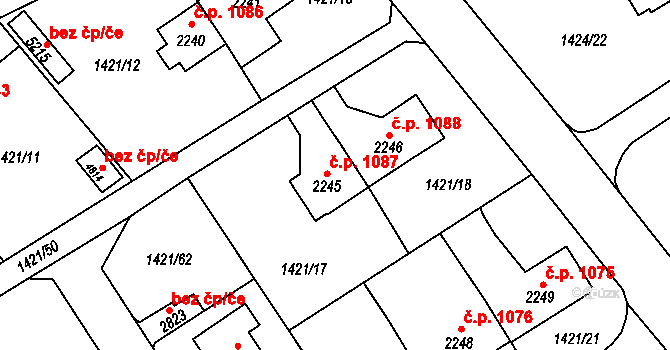 Beroun-Město 1087, Beroun na parcele st. 2245 v KÚ Beroun, Katastrální mapa