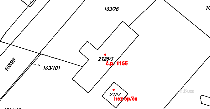 Neratovice 1155 na parcele st. 2126/3 v KÚ Neratovice, Katastrální mapa