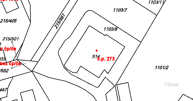 Nučice 273 na parcele st. 514 v KÚ Nučice u Rudné, Katastrální mapa