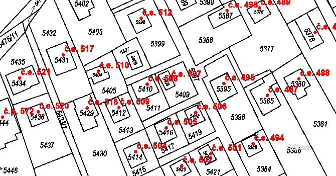 Černošice 507 na parcele st. 5408 v KÚ Černošice, Katastrální mapa