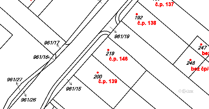 Cetkovice 146 na parcele st. 219 v KÚ Cetkovice, Katastrální mapa