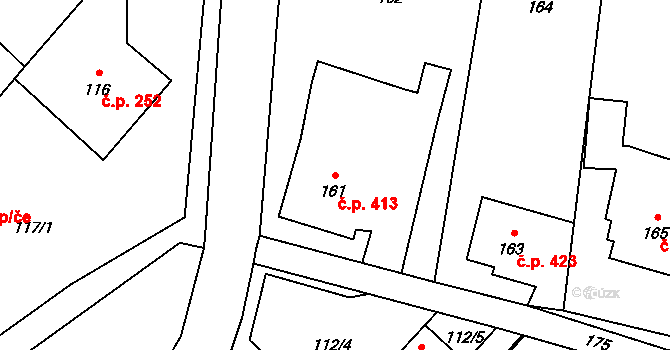 Velké Losiny 413 na parcele st. 161 v KÚ Velké Losiny, Katastrální mapa