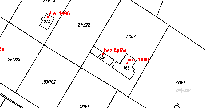Kamenice 81699913 na parcele st. 824 v KÚ Štiřín, Katastrální mapa