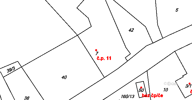 Hranice 11, Maleč na parcele st. 7 v KÚ Hranice u Malče, Katastrální mapa