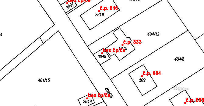 Hradištko 106018914 na parcele st. 3049 v KÚ Hradištko pod Medníkem, Katastrální mapa