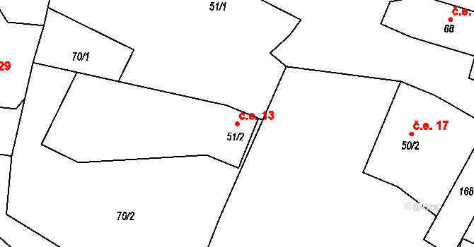 Chlum 13, Pšov na parcele st. 51/2 v KÚ Chlum u Novosedel, Katastrální mapa