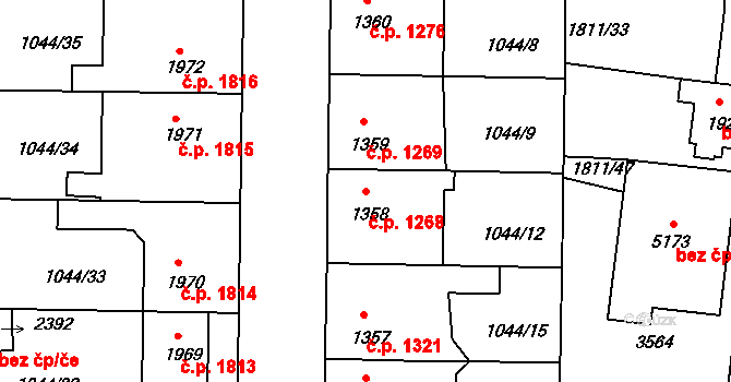 Nymburk 1268 na parcele st. 1358 v KÚ Nymburk, Katastrální mapa