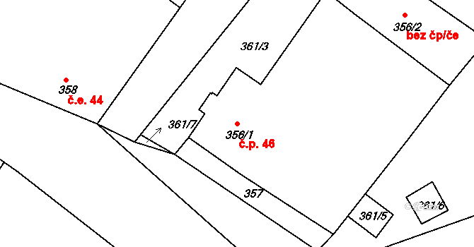 Pernek 46, Horní Planá na parcele st. 356/1 v KÚ Pernek, Katastrální mapa