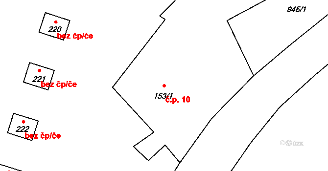 Maxov 10, Radvanec na parcele st. 153/1 v KÚ Radvanec, Katastrální mapa