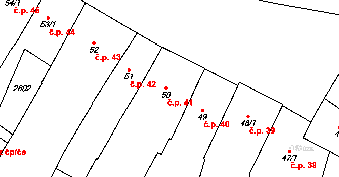 Polná 41 na parcele st. 50 v KÚ Polná, Katastrální mapa